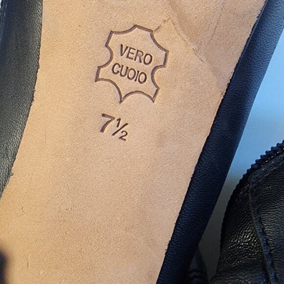 CHARLES DAVID Women's Black Leather Valentino Heeled Boots - Size 7.5 - Picture 15 of 16